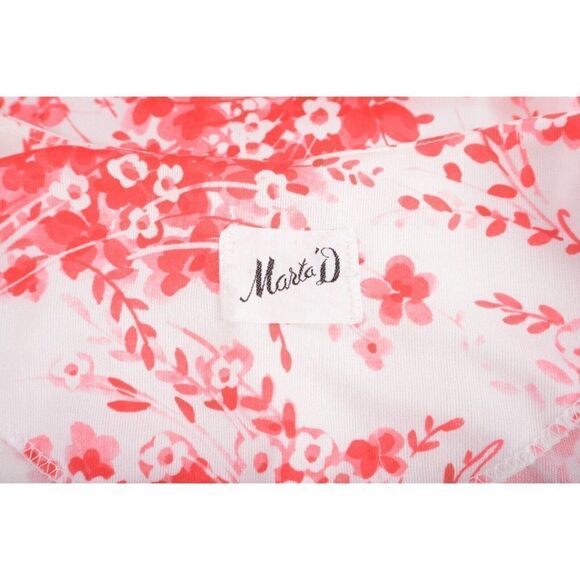 Vintage Marta D Womans Skirt Set Blouse Top Size 16 Red White Floral 3pcs - Picture 7 of 12